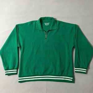 Paper Planes 1/4 Zip Fleece Pullover Men Medium Green